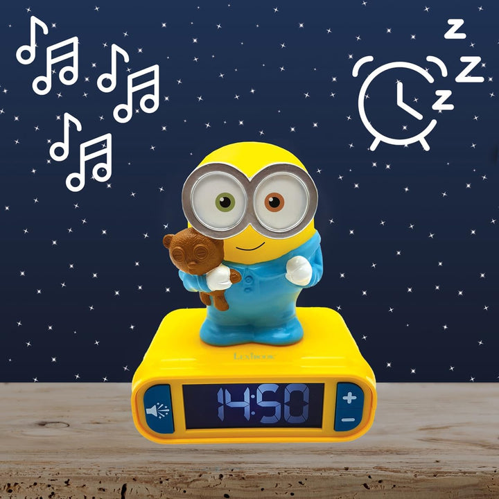 Lexibook - Wecker mit Nachtlicht und Minions Klingeltönen, Digitalwecker mit Nachtlicht und Snooze,