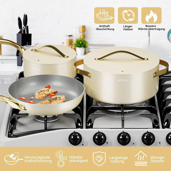 Topfset, HOMELUX Topfset Induktion 8 teilig, Induktions Töpfe Set, Töpfe mit Glasdeckel, Kochtopf-Se