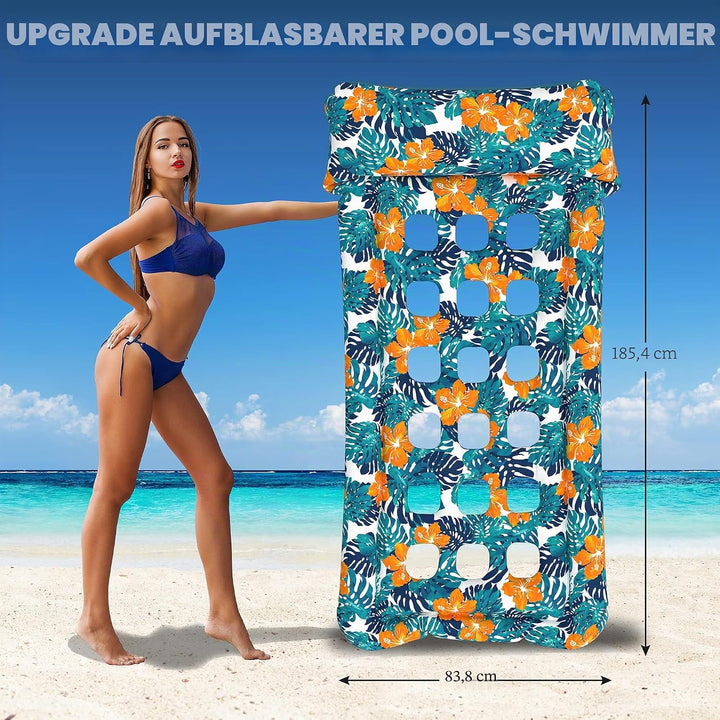 HomeKaren Übergrosse Pool-Floats Lounge 2er-Pack 185,42 cm x 83,82 cm, aufblasbares Tanning-Pool-Flo