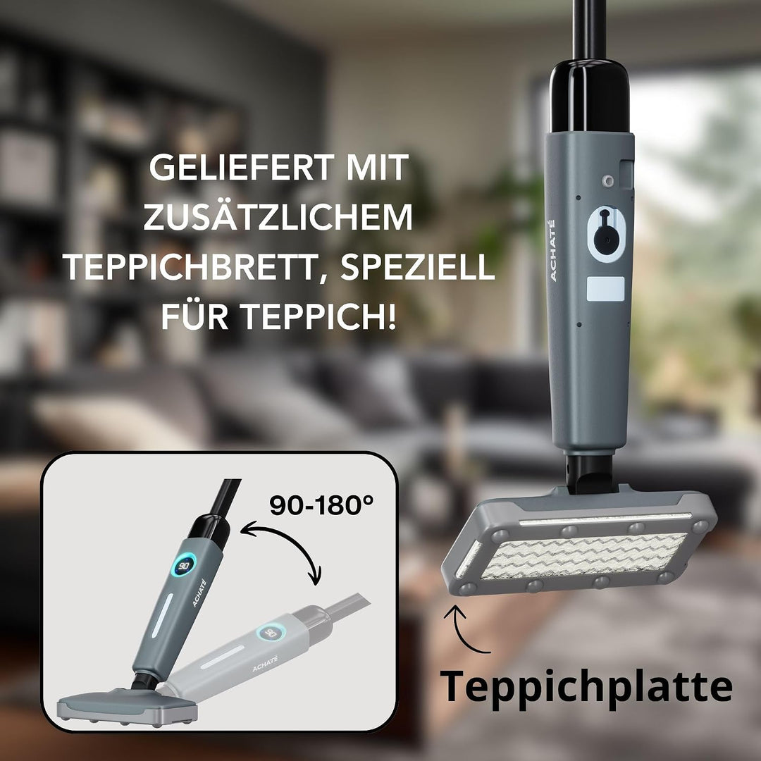 Achaté Dampfreiniger - Steam cleaner fur fliesen, teppich und laminat - Steam mop fur hygienische Bo