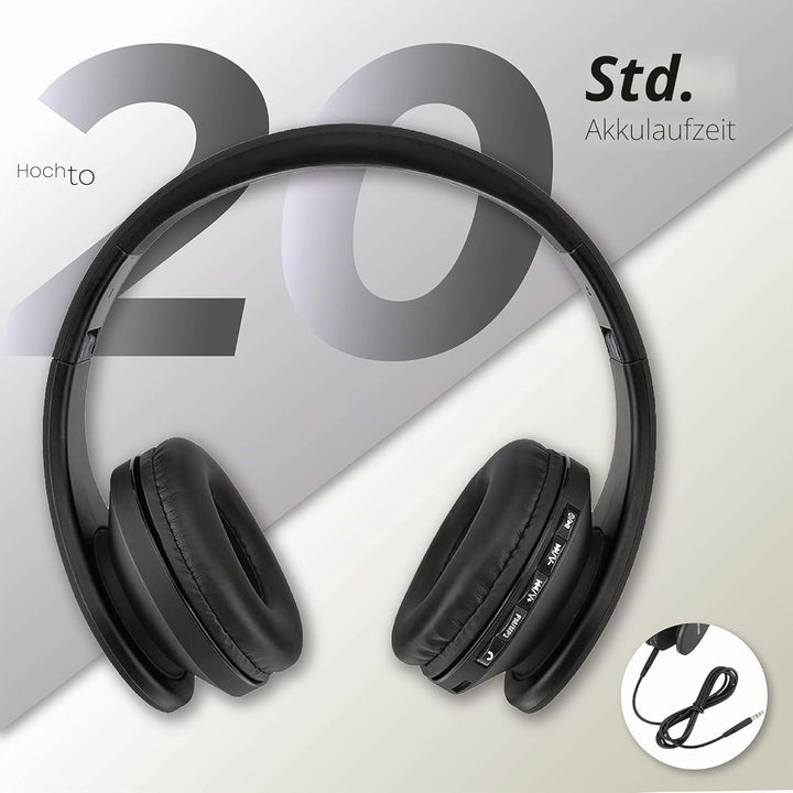 PowerLocus Bluetooth Kopfhörer Over Ear, Kabellose Kopfhörer, HiFi Stereo, Faltbare Kopfhörer mit Mi