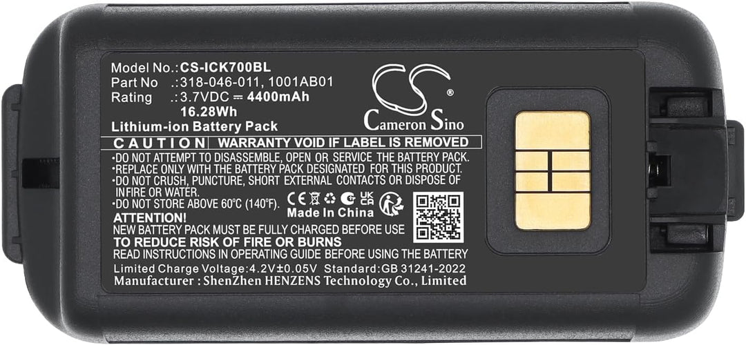 CS-ICK700BL Akku 4400mAh Kompatibel mit [Intermec] CK70, CK71 Ersetzt 1001AB01, 1001AB02, 318-046-00