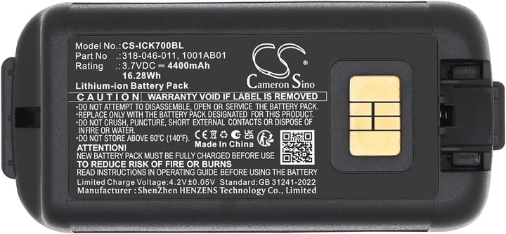 CS-ICK700BL Akku 4400mAh Kompatibel mit [Intermec] CK70, CK71 Ersetzt 1001AB01, 1001AB02, 318-046-00