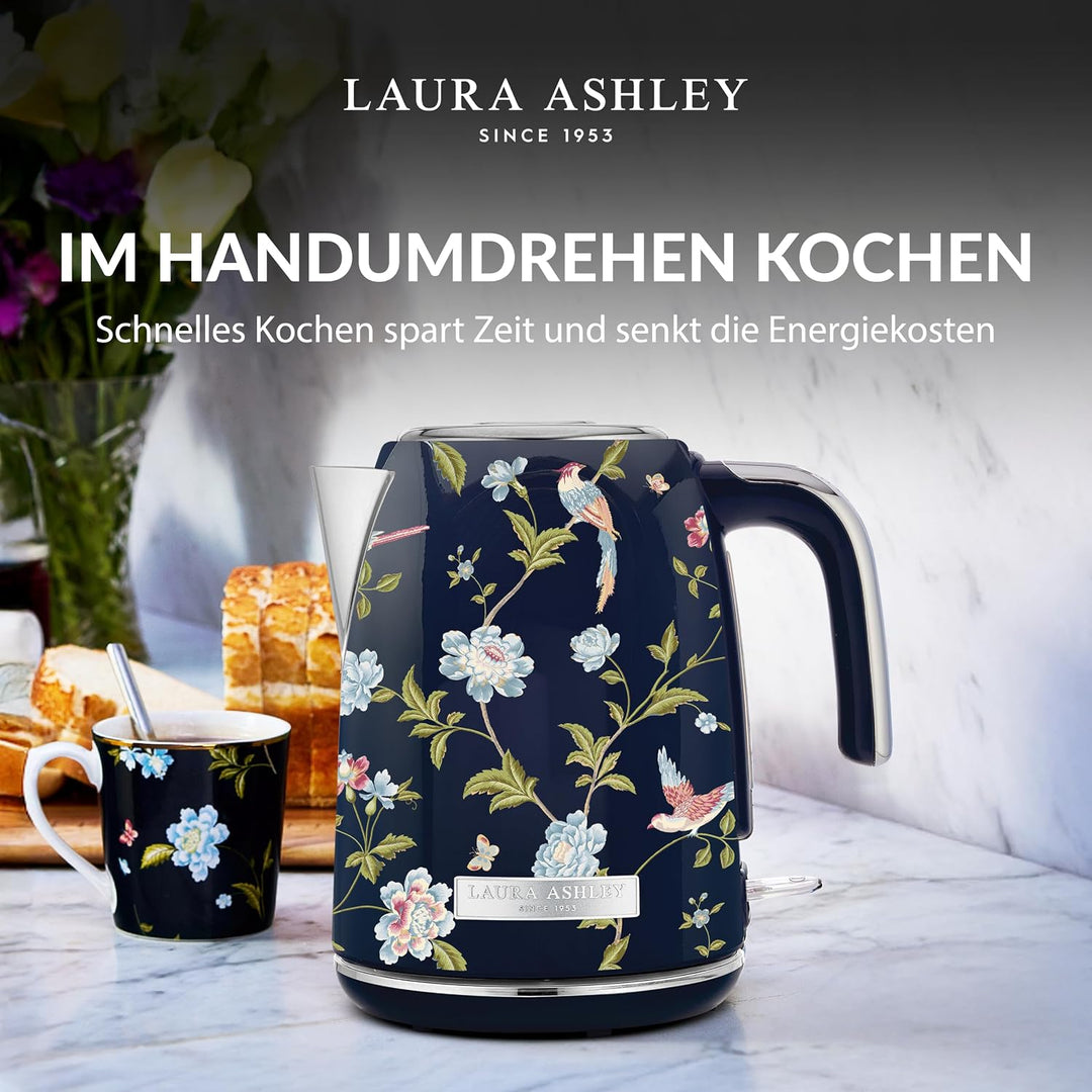 Laura Ashley Elveden Navy Kabelloser Elektrischer Wasserkocher von VQ. Edelstahl-Wasserkocher 1.7 Li