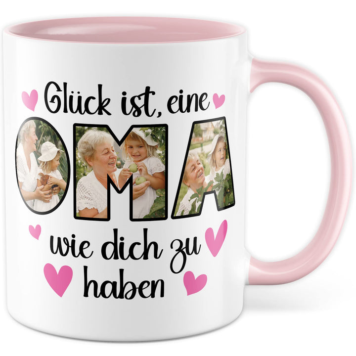 Oma Tasse personalisiert mit Bild, Glück ist eine Oma wie dich zu haben, Geschenk personalisierbar G