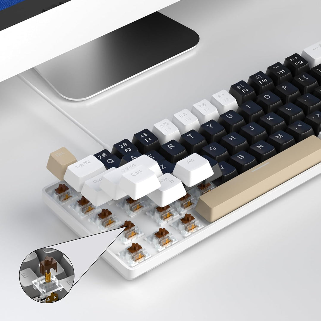 MageGee MK-Box Tragbare 60 % mechanische Gaming-Tastatur, LED-Hintergrundbeleuchtung, kompakt, 68 Ta