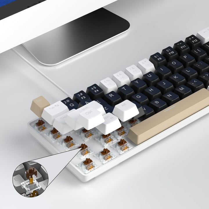 MageGee MK-Box Tragbare 60 % mechanische Gaming-Tastatur, LED-Hintergrundbeleuchtung, kompakt, 68 Ta