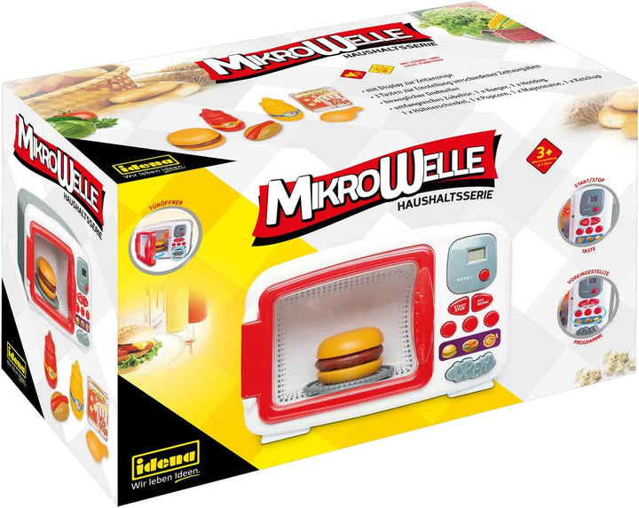 Idena 40470 - Mikrowelle für Kinder mit Licht- und Toneffekten, Küchengerät mit 7 Grundfunktionen un