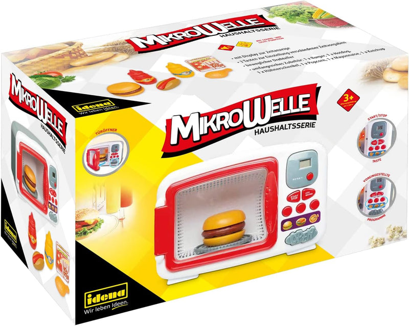 Idena 40470 - Mikrowelle für Kinder mit Licht- und Toneffekten, Küchengerät mit 7 Grundfunktionen un