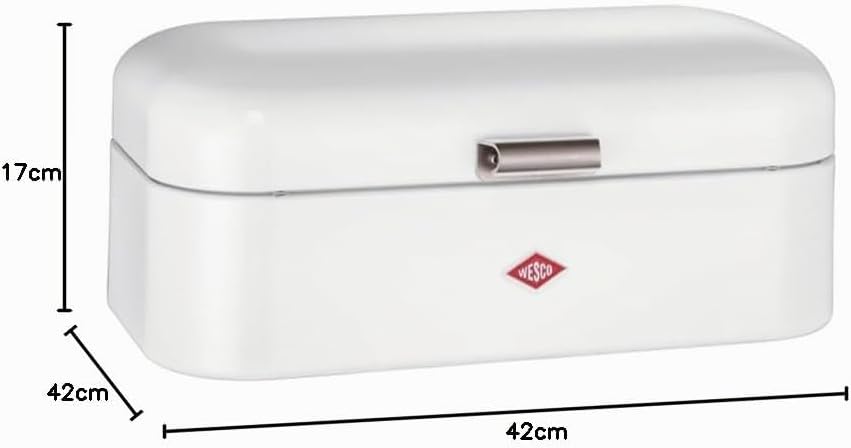 WESCO Grandy Brotkasten in der Farbe weiss, pulverbeschichtetes Stahlblech, Lüftungslöcher und stabi