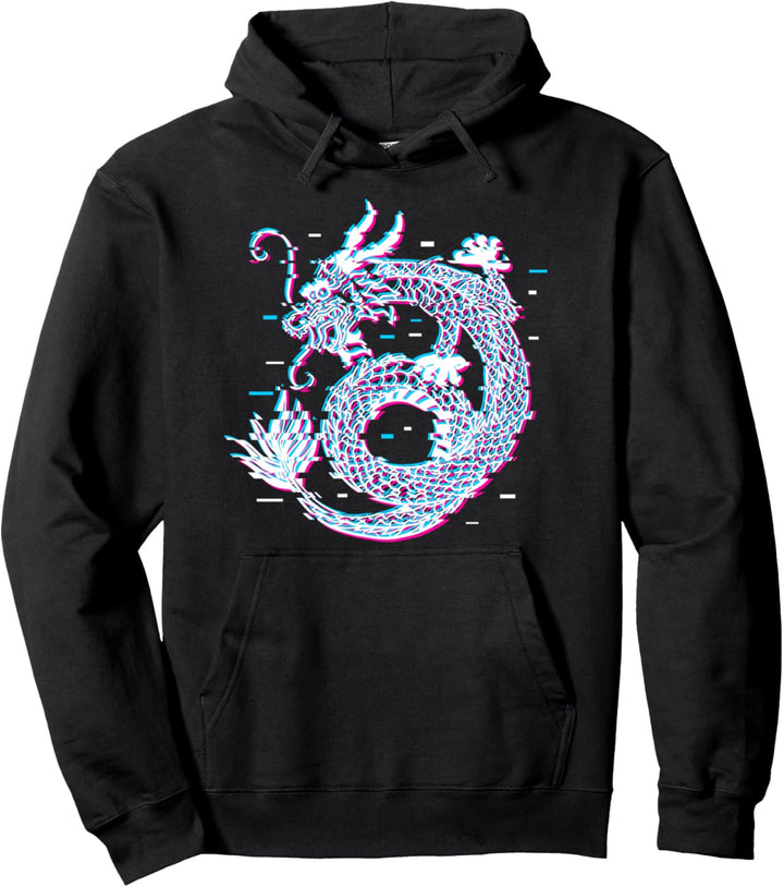 Japanese Dragon Vaporwave Aesthetic Pullover Hoodie