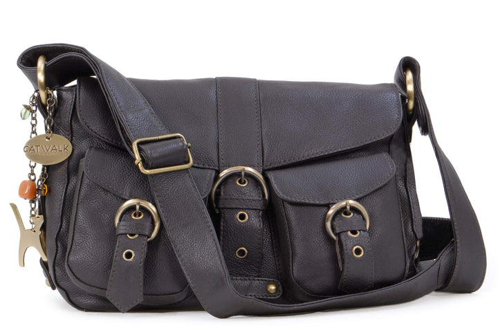Catwalk Collection Handbags - Damen Leder Umhängetasche - Crossbody Bag/Handtasche Mittelgross - Ver
