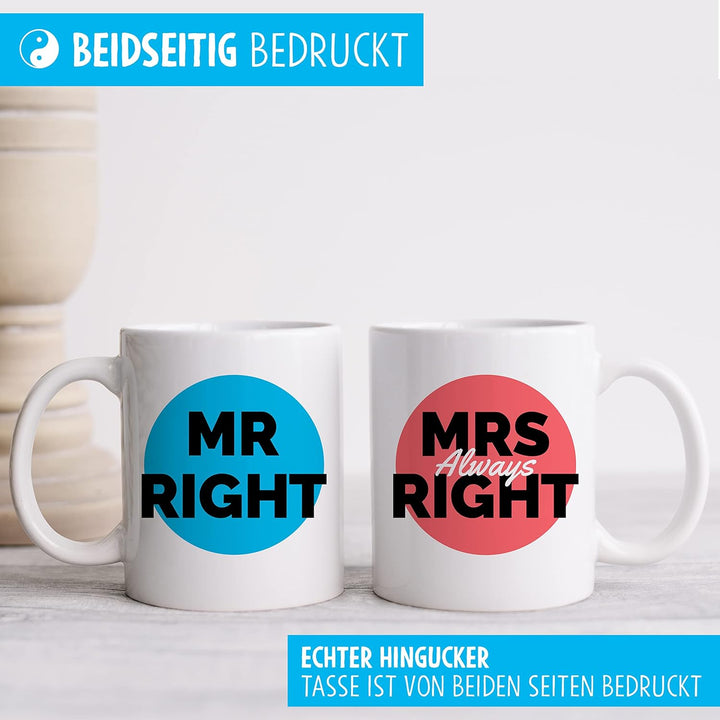 Mr und Mrs Geschenkset mit 2 Tassen für Liebespaare zum Valentinstag Hochzeit Weihnachten Beide Tass