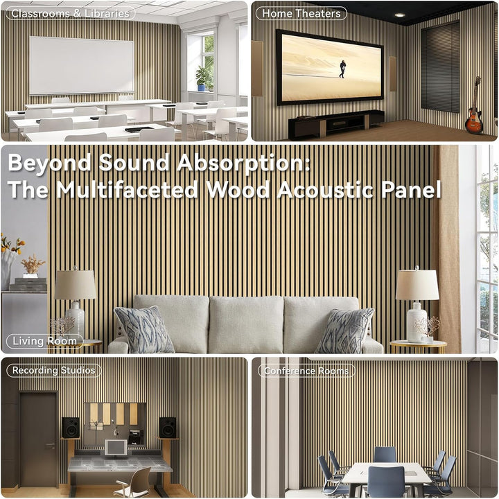 AKK-STAVE Akustikpaneele Holz 240x60 cm (1er-Set 1,44 m²) - Akustik Paneele &amp; Holzpaneele Wand für S