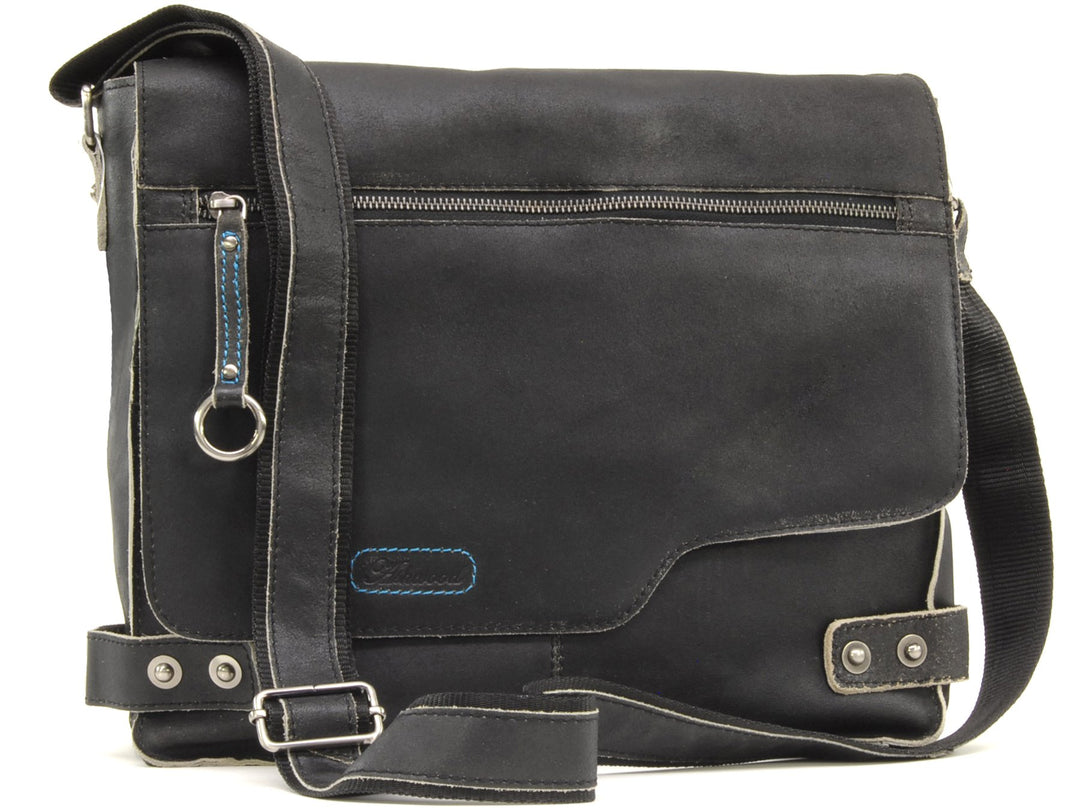 Ashwood -Leder - Umhängetasche/Schultertaschen/Arbeitstasche CAMDEN Schwarz, Schwarz