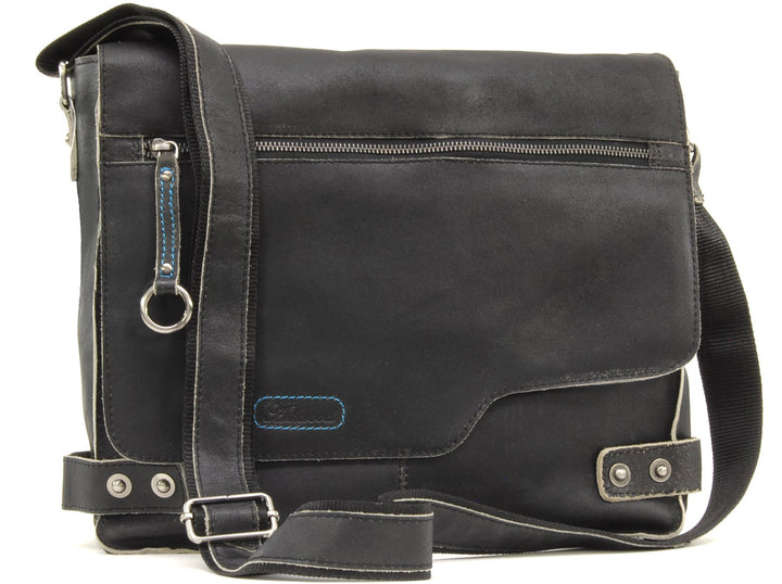 Ashwood -Leder - Umhängetasche/Schultertaschen/Arbeitstasche CAMDEN Schwarz, Schwarz
