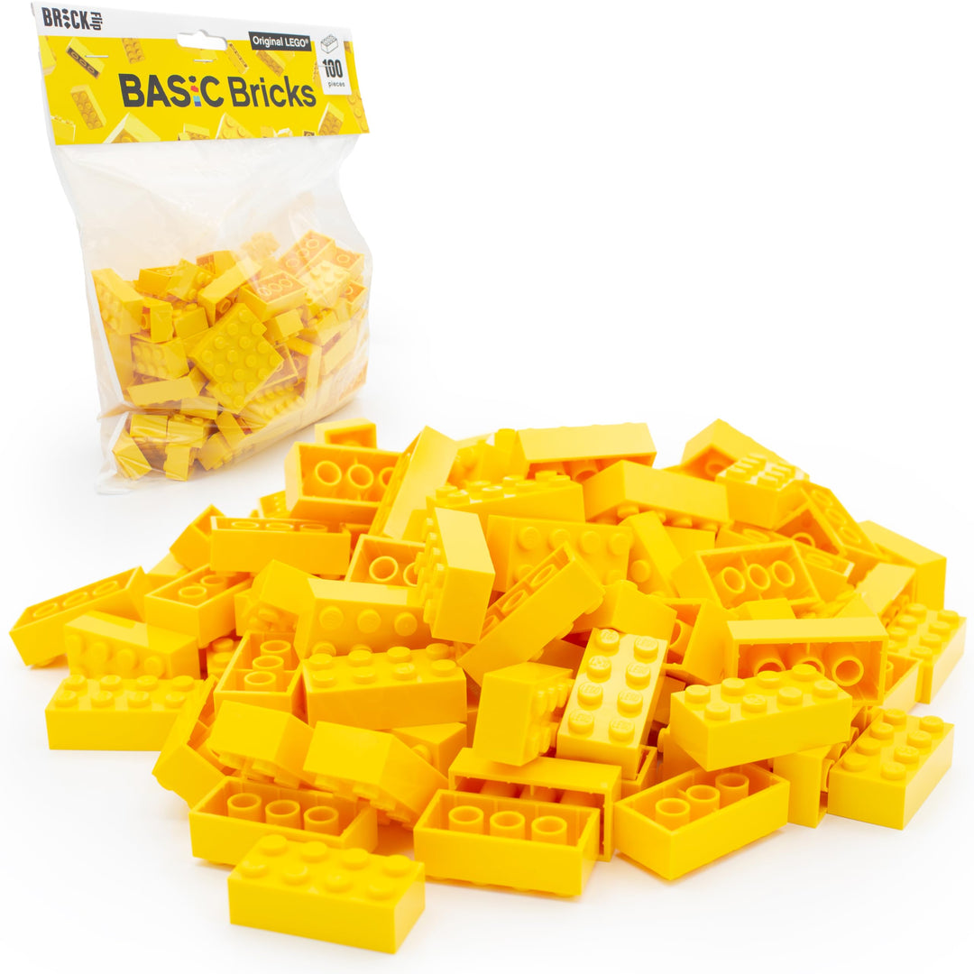 Lego Steine Classic, Gelb, 2x4 Bausteine, 100 Stück - Einzelteile Starterset oder Erweiterung für Le