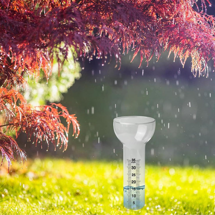 2 Stück Regenmesser: 35 mm Glas-Regenmesser mit klarer Skala, Trichterförmige Regenmessgeräte, Outdo