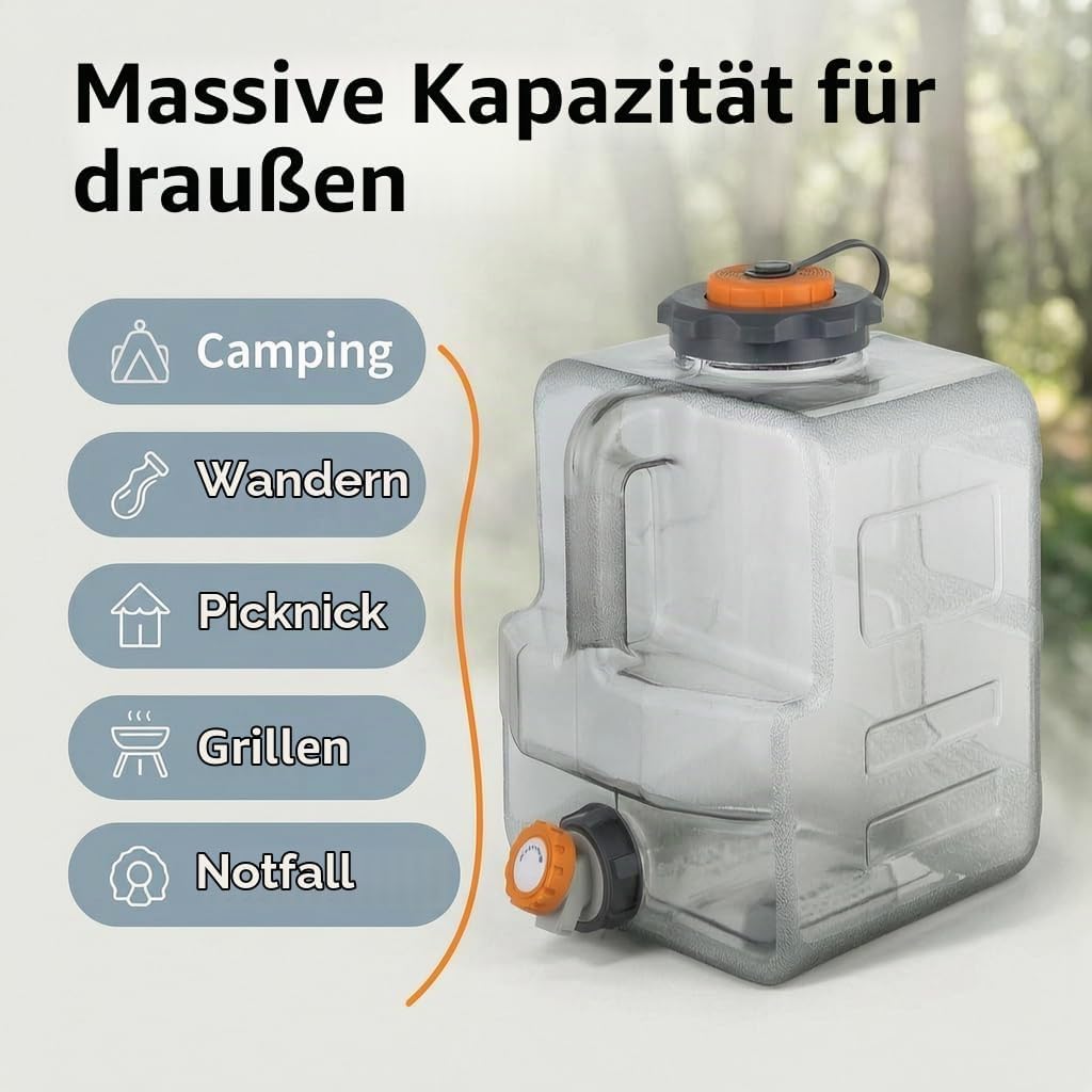 8-20L Wasserbehälter mit Hahn, Camping Wasserkanister kompatibel mit elektrischen Wasserpumpen, Trag