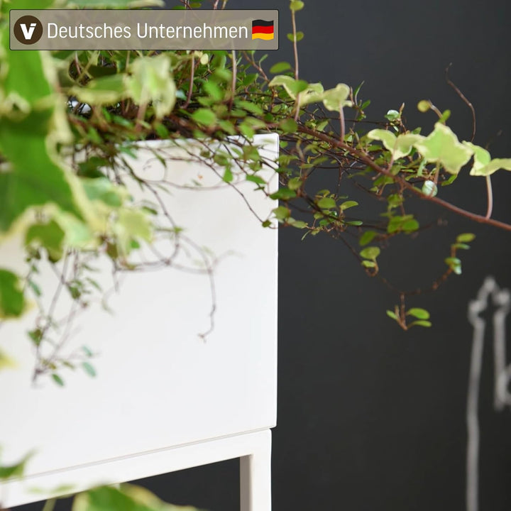 VIVANNO Blumentopf auf Ständer mit Beinen Füssen Elevate Square 79 cm, Weiss, Weiss Matt