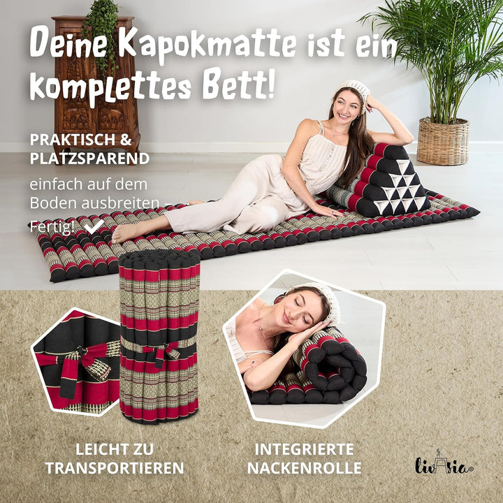 livasia Rollmatte Rollmatratze L-200x110x4,5cm, Gästebett Gästematratze 1 Person, Reisebett Kofferra