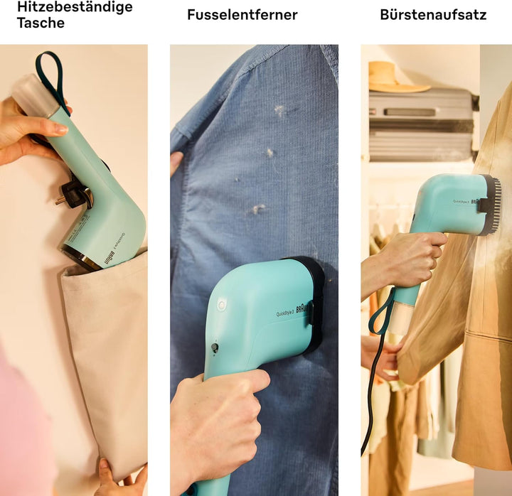 Braun QuickStyle 3 GS3013GR, kompakter und leichter Steamer, Dampfglätter mit schneller Aufheizung,