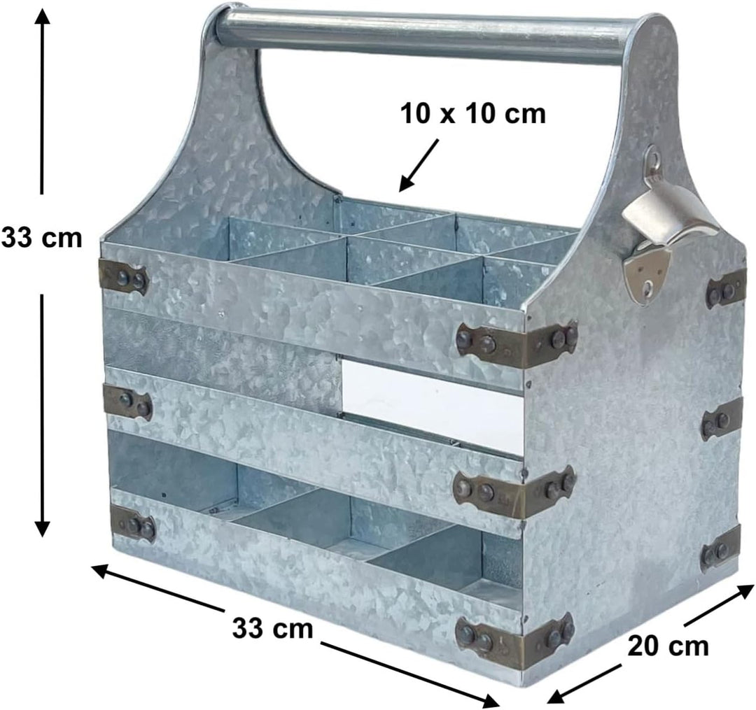 DanDiBo Bierträger Metall mit Öffner 96403 Flaschenträger 6 Flaschen Flaschenöffner Flaschenkorb Män