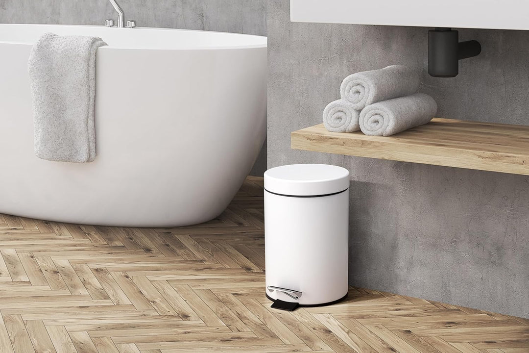 Mülleimer - Edelstahl Mini Badezimmer Mülleimer mit Absenkmechanismus, Leise WC Hygiene Mülleimer mi