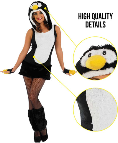 Fun Shack Schwarz Pinguin Kostüm Damen, Tierkostüm Pinguin Erwachsene, Pinguinkostüm Damen, Pinguin
