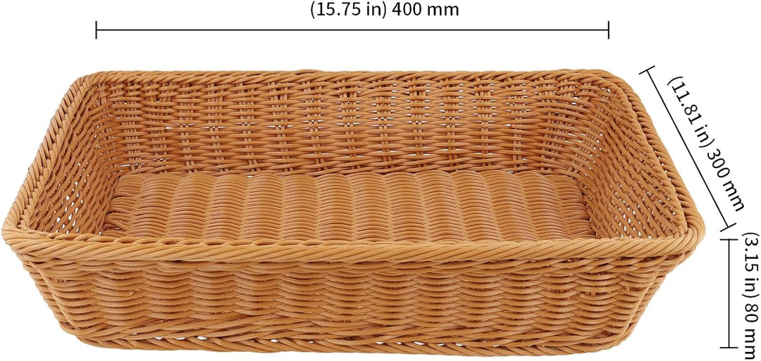 KEILEOHO 3 Stück 40 x 30 x 8cm Brotkorb Rechteckig, Brotkörbchen Plastik, Kunstoff Servierkorb Ratta