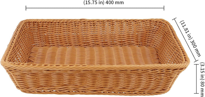 KEILEOHO 3 Stück 40 x 30 x 8cm Brotkorb Rechteckig, Brotkörbchen Plastik, Kunstoff Servierkorb Ratta
