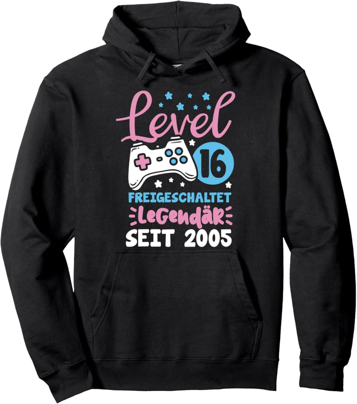 Mädchen Level 16 Jahre Geburtstagsshirt Gamer Jahrgang 2005 Pullover Hoodie