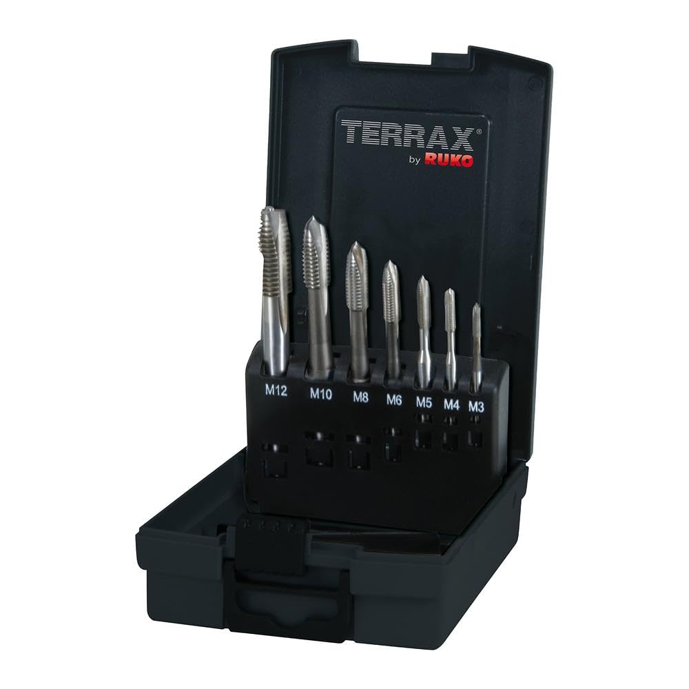 TERRAX by RUKO Maschinengewindebohrer-Satz M DIN 371/376 Form B mit Schälanschnitt HSSE-Co 5 in Kuns