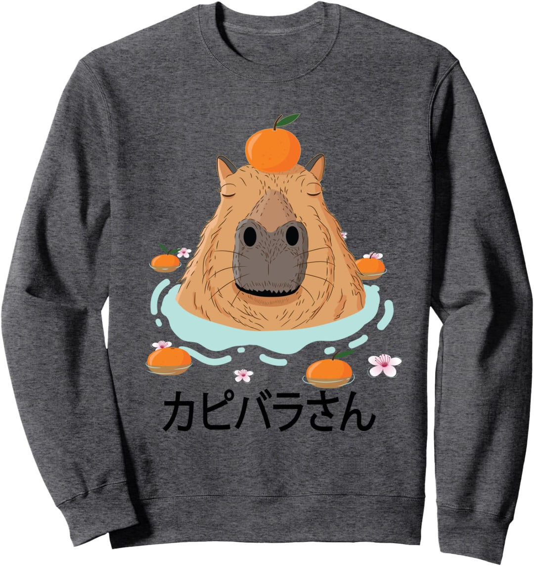 Kawaii Capybara mit orangefarbenem Kopf Kapibara-san Sweatshirt