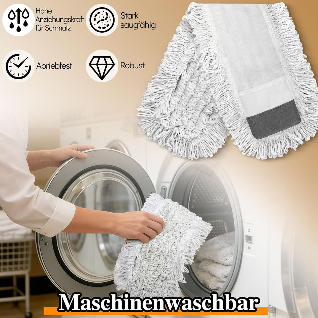 MASTERTOP Bodenwischer, Grosser Flach Wischmop mit 2 Moppads und Teleskopstiel, Mikrofaser Mopp Flac