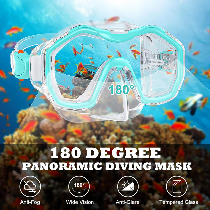 Taucherbrille Kinder, Schwimmbrille Schnorchelmaske für Jungen Mädchen, Tauchmaske mit Nasenabdeckun