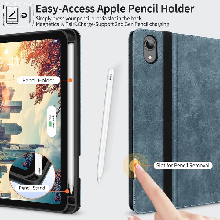HOLIMET Hülle für iPad Mini 7 2024 (A17 Pro), iPad Mini 6 Hülle 2021 mit Stifthalter 8,3 Zoll PU Led