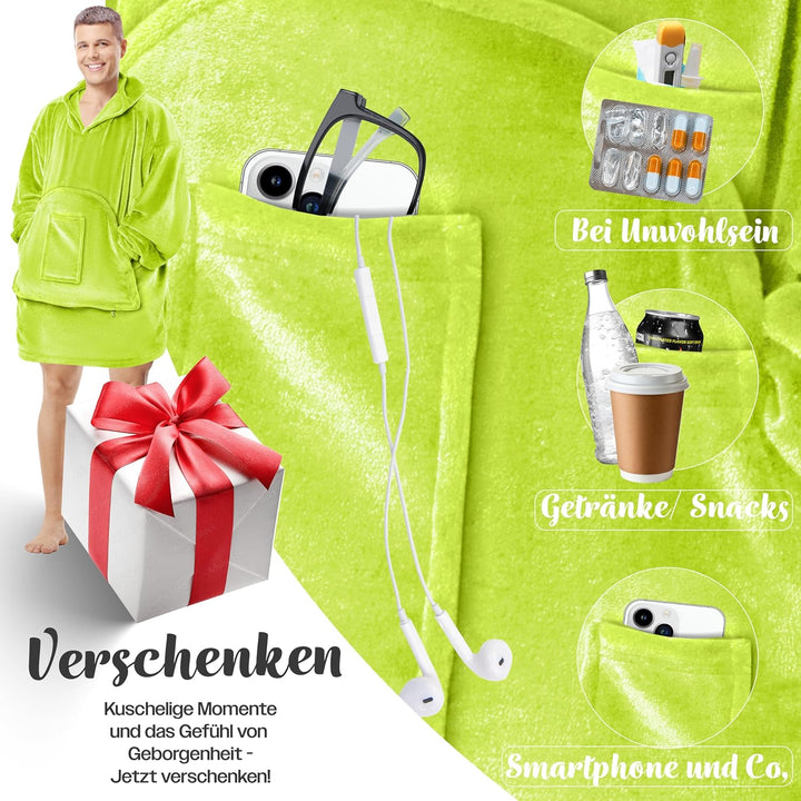 KESSER® Hoodie Decke Kuscheldecke mit Ärmeln Deckenpullover Vielseitig Tragbare Decke zum Anziehen f