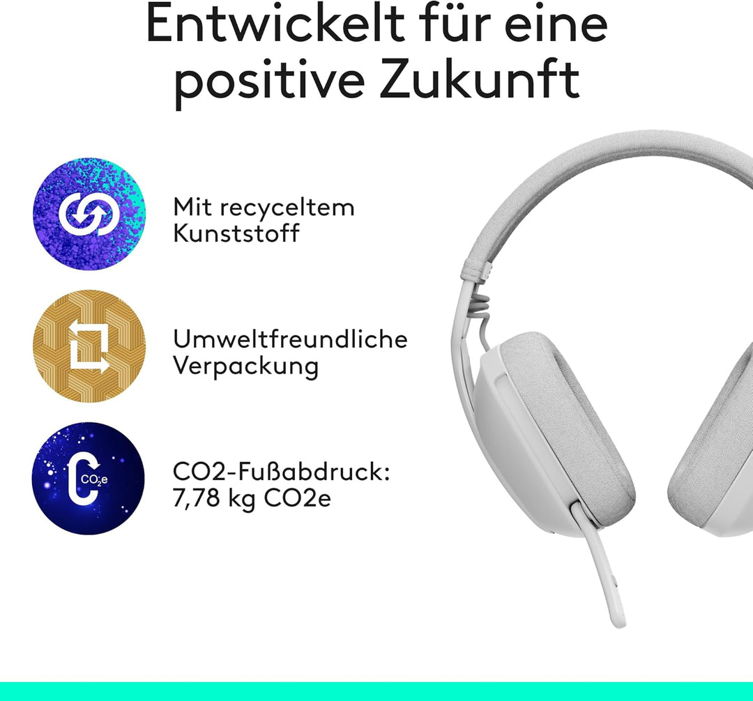 Logitech Zone Vibe 100 Leichte, kabellose Over-Ear-Kopfhörer mit geräuschunterdrückendem Mikrofon, M