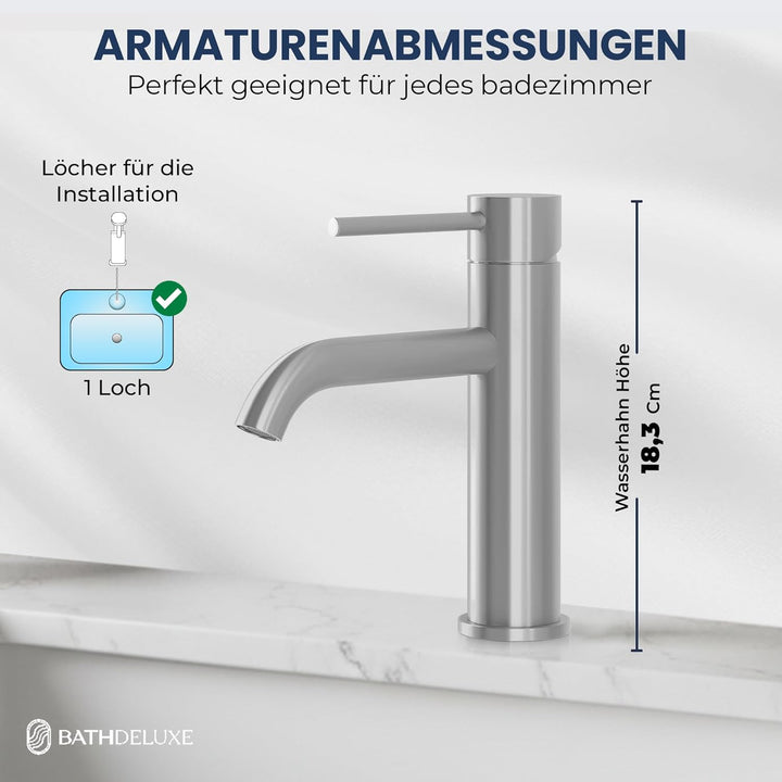 Søvang Wasserhahn Bad – Waschtischarmatur 18,3 cm, Waschbeckenarmatur Gebürsteter Edelstahl, Anti-Fi