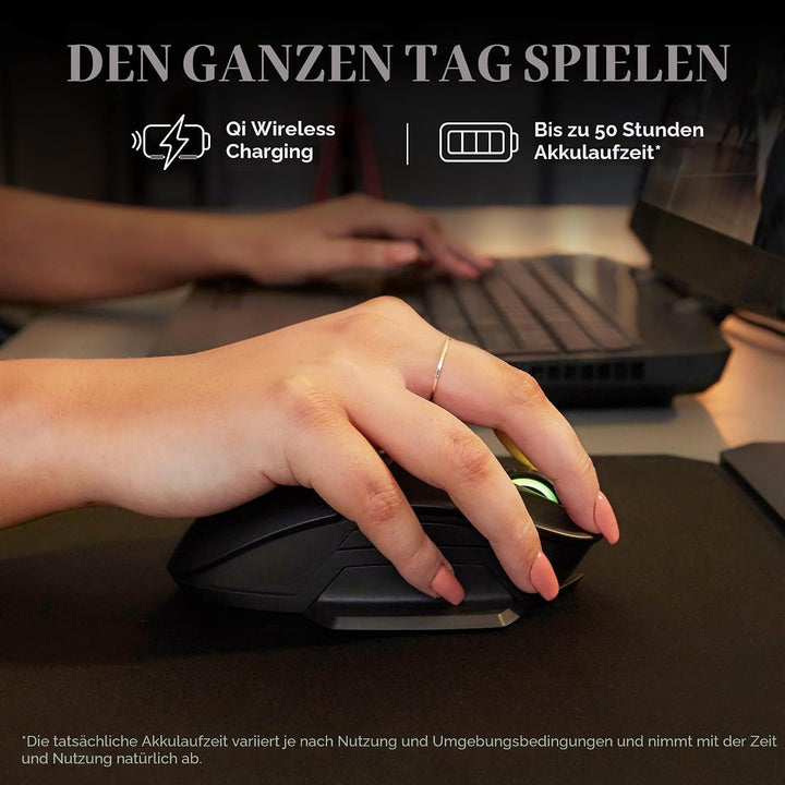 OMEN Photon Gaming Maus (kabellos, Qi Charging, bis zu 16.000 dpi, 11 programmierbare Tasten, RGB-Be