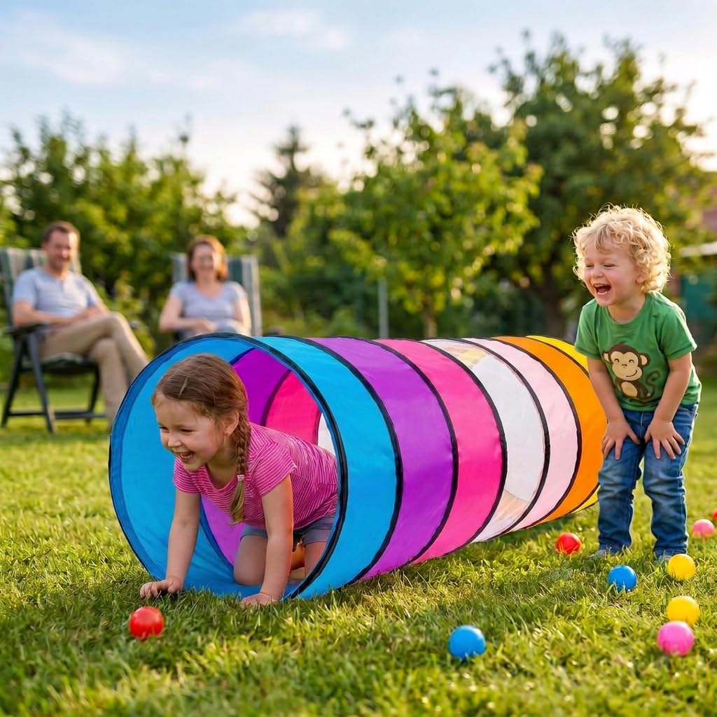 NUBUNI Tunnel XL 180 cm. : Tunnel Kinder : Kriechtunnel : Krabbeltunnel für Kinder : Spieltunnel Kin