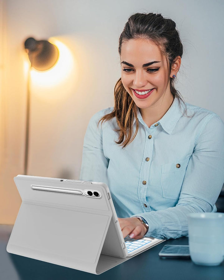 Hülle mit Deutscher QWERTZ-Tastatur für Samsung Galaxy Tab S10 Plus 12,4 Zoll (2024), S9 Plus (2023)