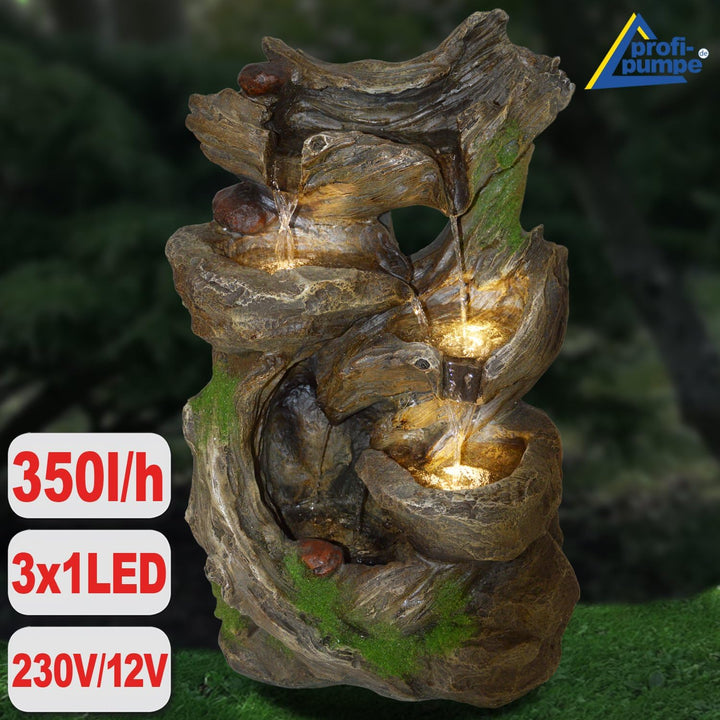 Gartenbrunnen ZIERBRUNNEN VOGELBAD Wasserfall GARTENLEUCHTE TEICHPUMPE - SPRINGBRUNNEN WASSERSPIEL f