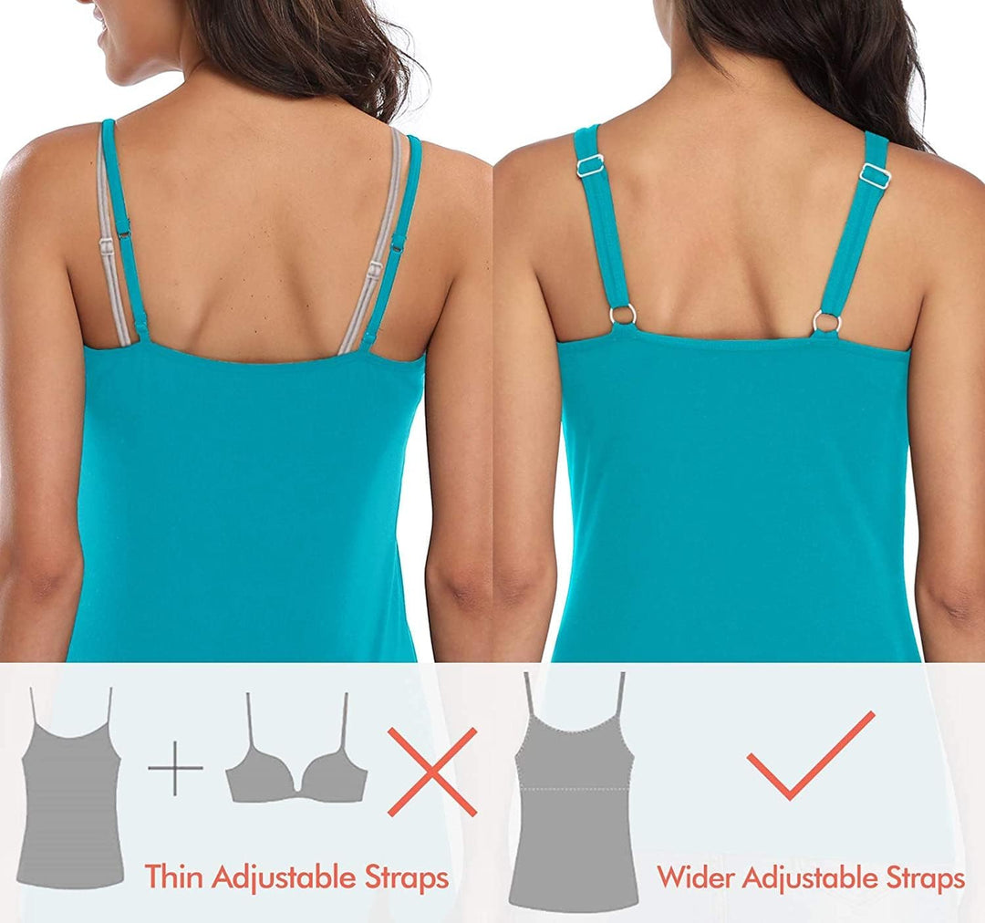 Attraco Damen Baumwolle Tank Top mit Regal BH Unterhemd Verstellbarer breiter Riemen Camisole Basic