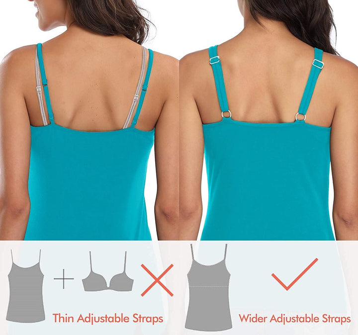 Attraco Damen Baumwolle Tank Top mit Regal BH Unterhemd Verstellbarer breiter Riemen Camisole Basic