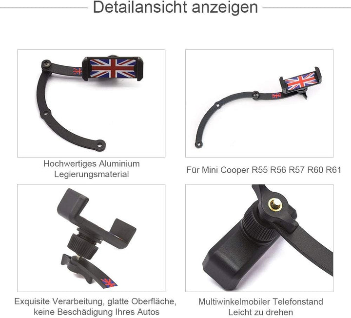 Mini Cooper Handyhalterung, Faltbar Unsichtbar 360°Drehung Autotelefon GPS Halterung für Mini Cooper