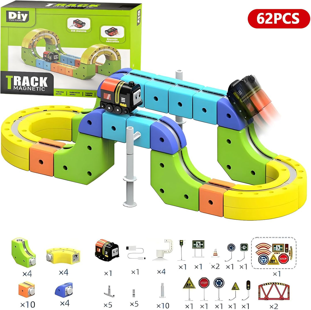 Clickrail Magnetische Schwebebahn Spielzeug, Elektrische Zug Set mit Motor & 360° Loopings - Kreativ