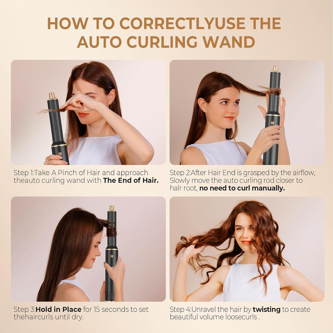 UKLISS 5 in 1 Air Styler Pro, Haarfön Hairstyler, 30mm Air Curler, Abnehmbare Haar Styler Werkzeuge