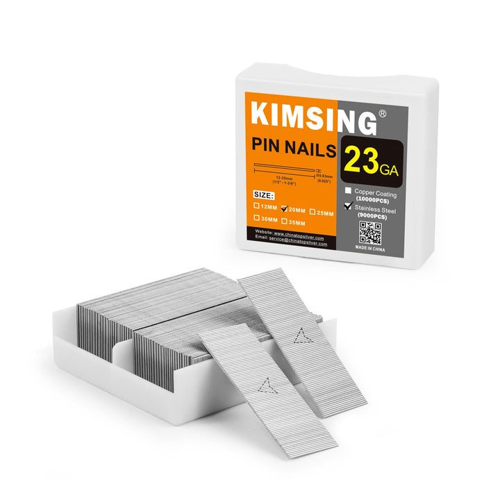KIMSING 23 Gauge Edelstahl Micro Pin Nägel 9.000 Stück/Box, 3/4 Zoll (20 mm) kopflose Stifte passend